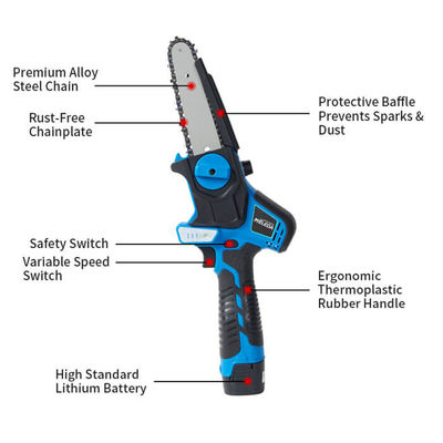 2 Battery Rechargeable Woodworking Chainsaw 6 Inch Tree Branch Electric Chainsaw