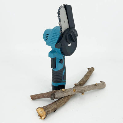 Mini 3 4 Inch Guide Bar Battery Chainsaw blue For Wood Cutting