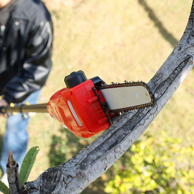 Red Lithium-Powered Telescopic Pole Chainsaw Adjustable From 180cm To 300cm