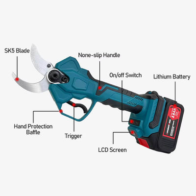 Garden Electric Shears LED Display Tree Branch Cordless Pruning With Two Rechargeable Batteries