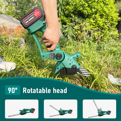 2-in-1 Cordless Lithium Hedge Trimmer And Grass Cutter With Interchangeable Blades