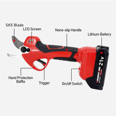 Electric Pruning Shears With LCD Digital Display Handheld Lithium Battery Powered Tool Plant Pruning