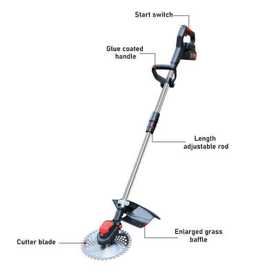 The 21V Brushless Cordless Brush Cutter with D-handle loop shaft enables one-hand steering - easier maneuvering around trees and corners.