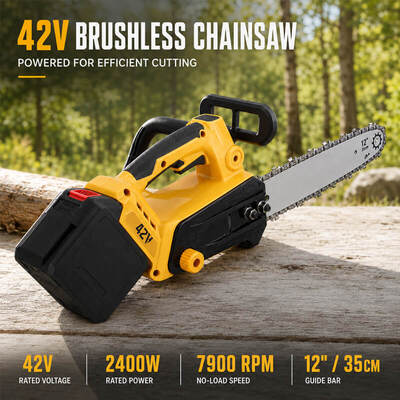 42V Lithium Battery Chainsaw 12 Inch Cordless Electric Chainsaw for Wood Cutting Garden Tree Pruning