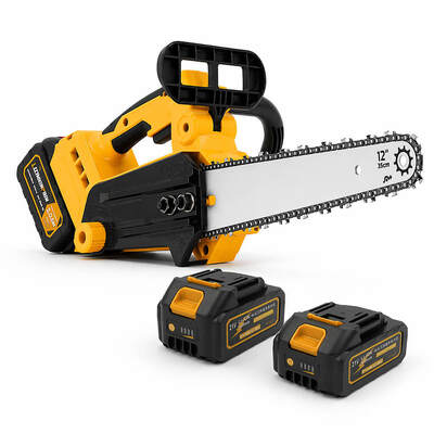 21V Brushless 12-Inch Cordless Chainsaw (1900W, 22m/s Fast Chain Speed), 1.93kg Lightweight Handheld Top-Handle Electric Saw with 2x Lithium Batteries