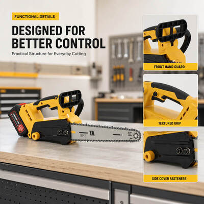 21V Brushless 12-Inch Cordless Chainsaw (1900W, 22m/s Fast Chain Speed), 1.93kg Lightweight Handheld Top-Handle Electric Saw with 2x Lithium Batteries