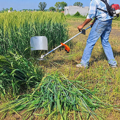 Heavy-Duty Backpack Gas Weed Whacker & Soil Tiller Combo, Commercial Knapsack String Trimmer with Harvester Shield & Metal Blades for Farm Agriculture