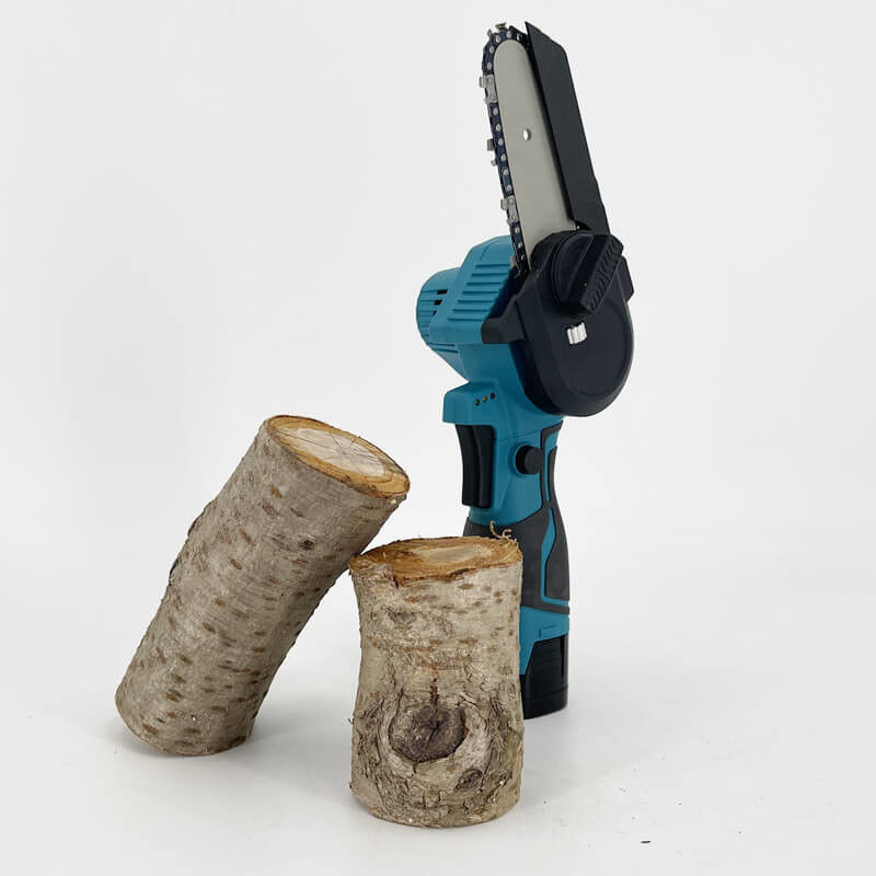 2 Batteries 4'' Mini Cordless Chainsaw Electric One-Hand Saw Wood Cutter