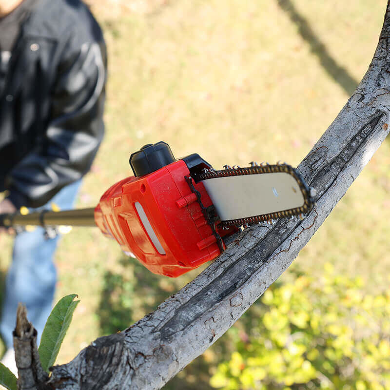 Red Lithium-Powered Telescopic Pole Chainsaw Adjustable From 180cm To 300cm