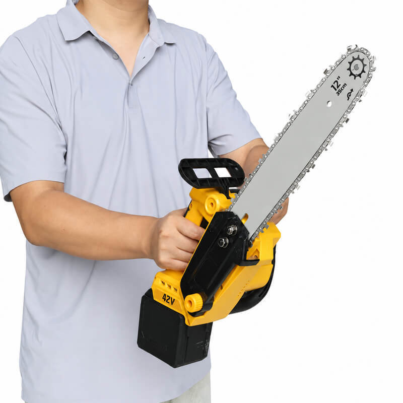 12" Cordless Electric Chainsaw, 42V 2400W Brushless Handheld Chain Saw with 18m/s High Chain Speed for Tree Trimming & Wood Cutting